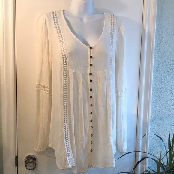 Knox Rose Crocheted Cream Top Size Small - Picture 2 of 12